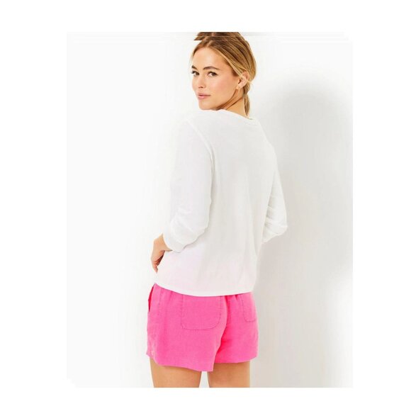 Lilly Pulitzer Long Sleeve Rally Tee Resort White Love All Sz S - Picture 2 of 3